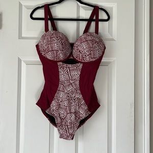Maroon underwire swimsuit
